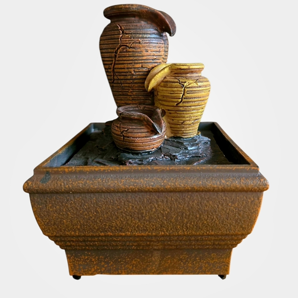 Home Pottery Fountain Sarah Peyton New In Original Box MultiColored River Rocks
